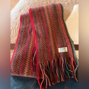 Elgin of Scotland 100% Lambs Wool Fall Palette Multicolor Woven Knit Scarf